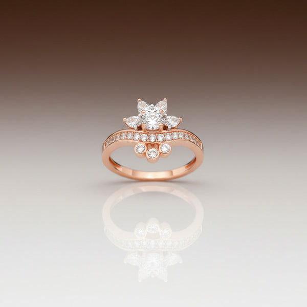 Rose Gold Zircon Floral Cluster Ring