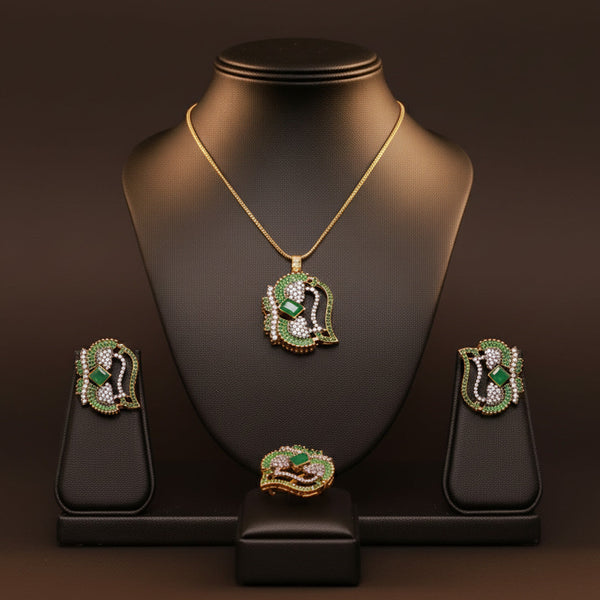 Royal Emerald & Zircon Statement Set