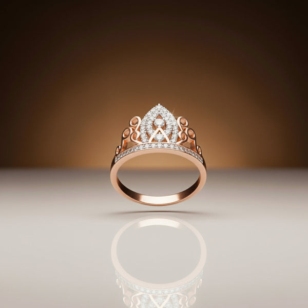 Rose Gold Zircon Tiara Crown Ring