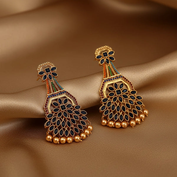 Navy Blue Kundan Earrings