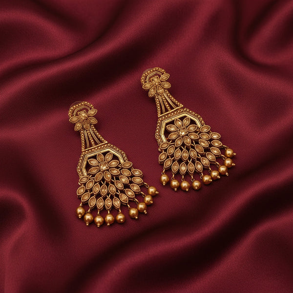 Matte Gold Kundan Earrings