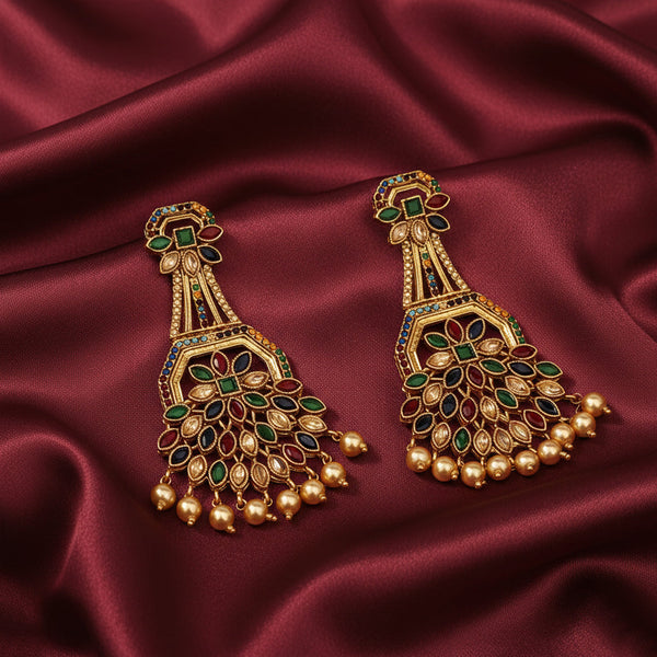 Multi Color Kundan Earrings