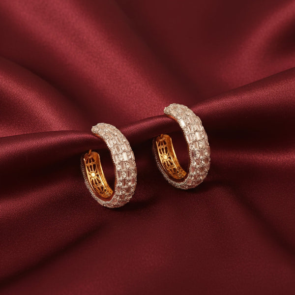 Sparkling Diamond Look Artificial Hoops for Parties