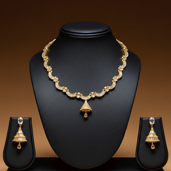 One Caret Sparkling Wave AD/Zircon Necklace Set