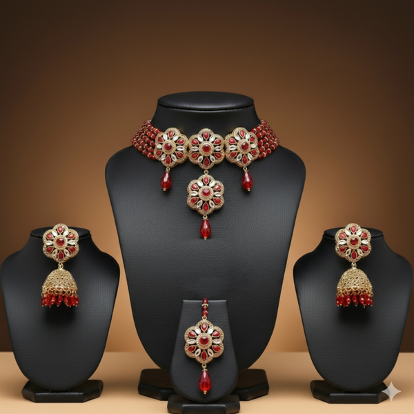 Red Beaded Choker Set