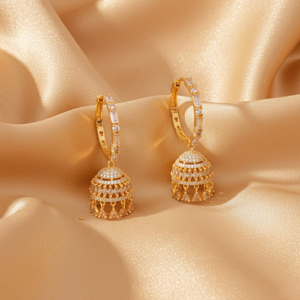 Sparkling Zircon Baali + Jhumka Earrings