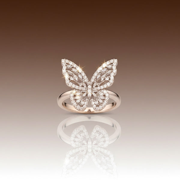 White Butterfly Ring Silver