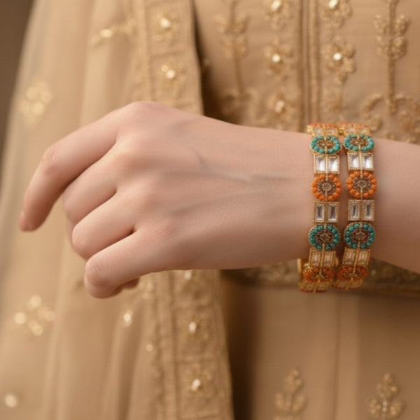 Multicolor Crystal Gold Bangles