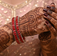 Ruby Red Silver Bangles