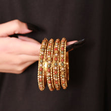 Mawla Antique Gold Multi-Color Stone Bangle Set