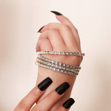 Silver Zircon Square-Cut Stackable Bangles