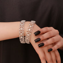 Silver Filigree Kada Bangles with Zircon Accents